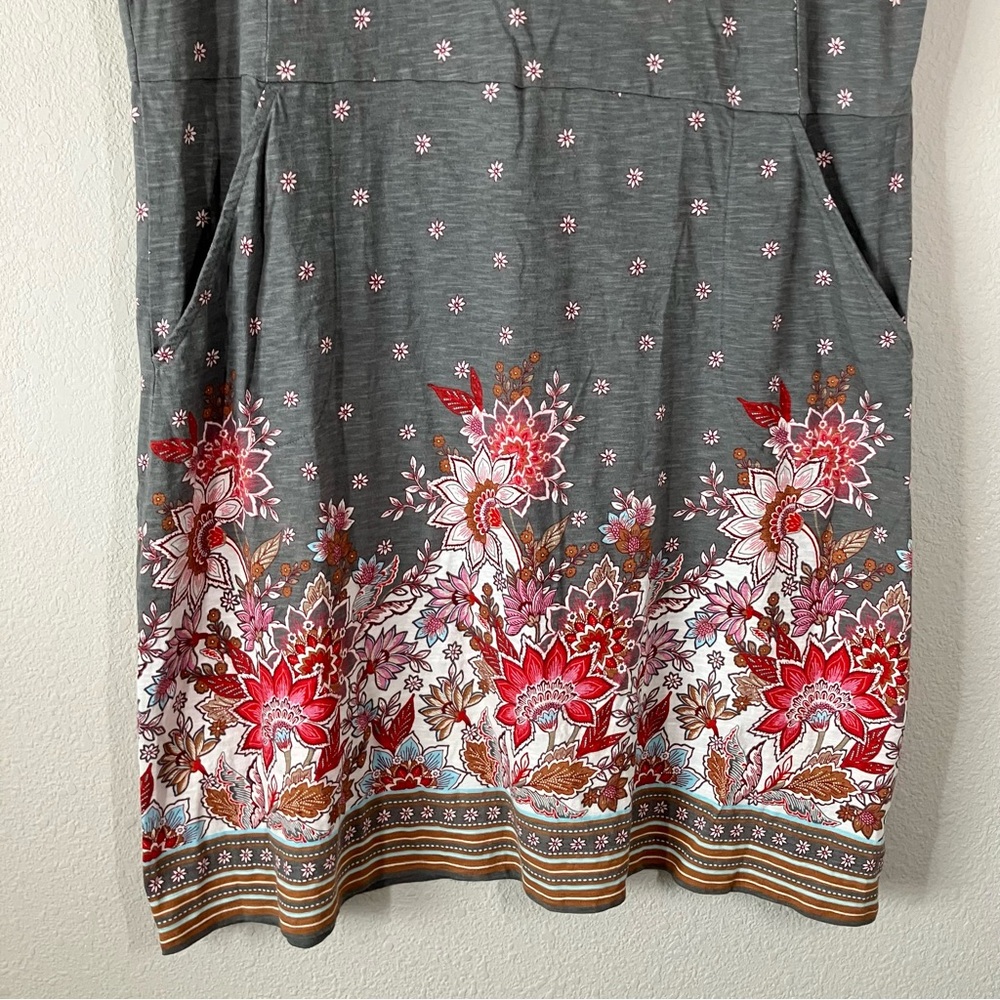 J JILL Cotton Shift Dress XL Daisy Floral Pockets Casual Travel Resort Vacation - Picture 5 of 10